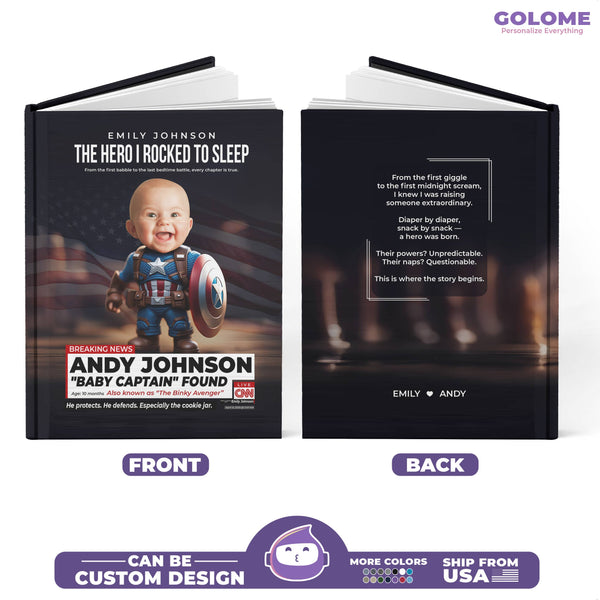 Personalized Baby Captain Notebook – Custom Superhero Journal with Baby Photo & Name